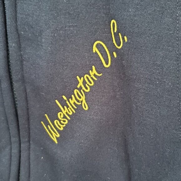 Washington DC Hoodie Sweatshirt Men's L Fleece Navy Embroid Destination Tourist - Picture 6 of 12